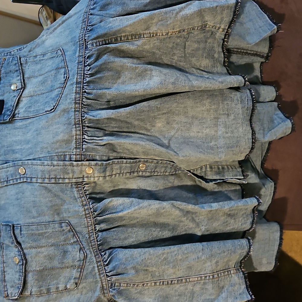Free People Dylan Babydoll Shacket Snap Front High Low Hem Chambrey Size Sm NWT - Picture 10 of 16